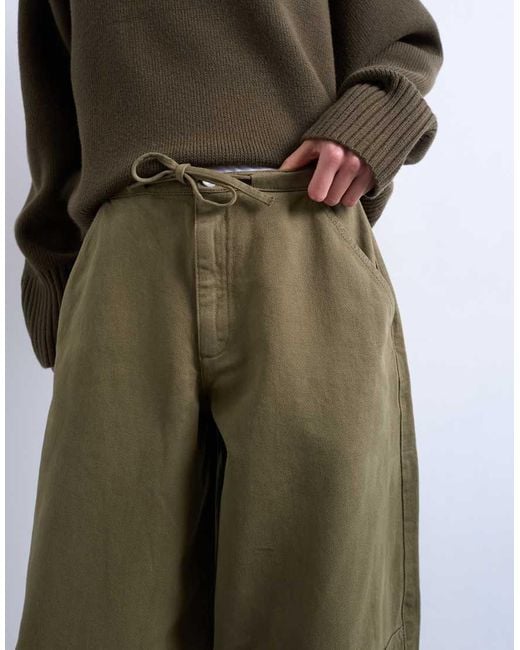 Pantaloni A Palloncino Color Kaki Con Coulisse di TOPSHOP in Green