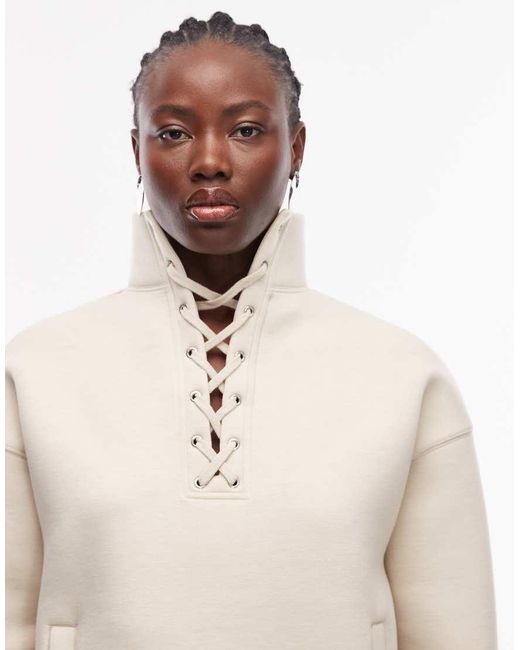 ASOS White Funnel Neck Sweat With Lace Detail