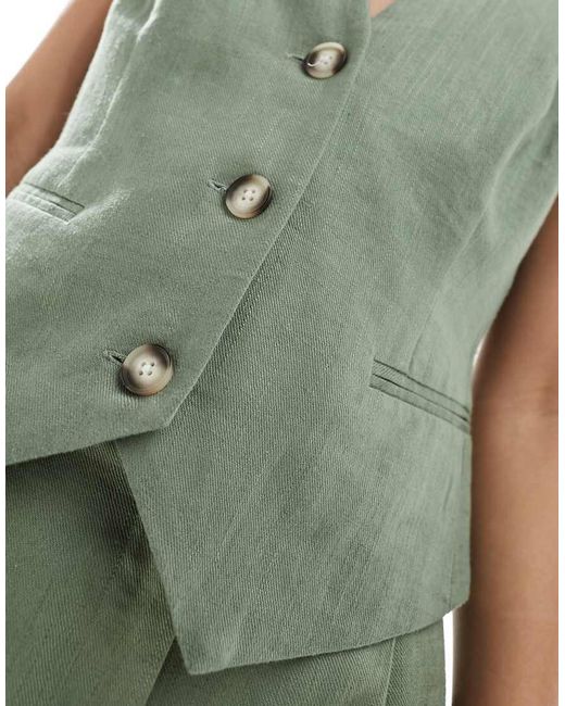 ASOS Green Waistcoat With Linen