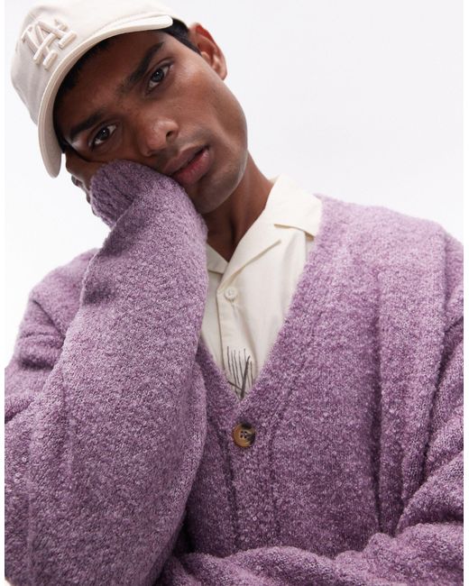 Cárdigan Topman de hombre de color Purple