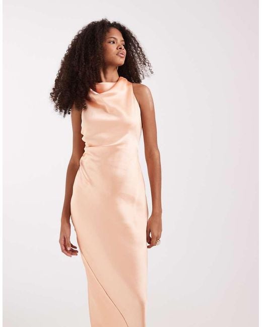 Pretty Lavish Natural Everlee Satin Cowl Maxi Dress