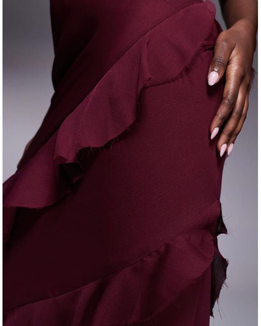 ASOS Purple Scoop Neck Maxi Dress With Ruffle Skirt And Cut Out Back