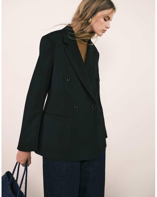 ARKET Black Relaxed Fit Double-breasted Blazer With Welt Pockets At Front