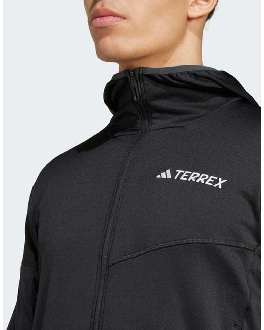 Adidas Blue Terrex Xperior Climawarm Light Fleece Hooded Jacket for men