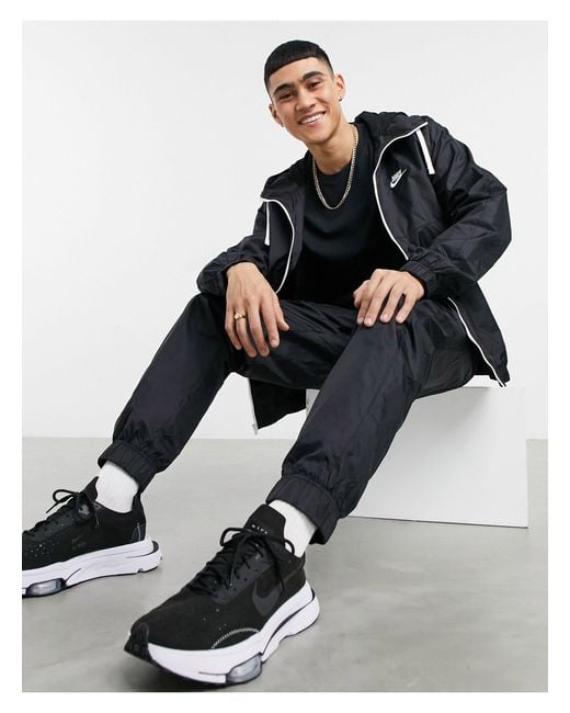 Nike Black Zip-through Hoodie Woven Tracksuit Set for men