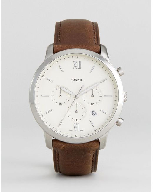 Fossil Brown Fs5380 Neutra Chronograph Leather Watch for men