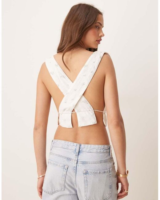 esmé studios Natural Esmee Exclusive Tie Front Beach Crop Top