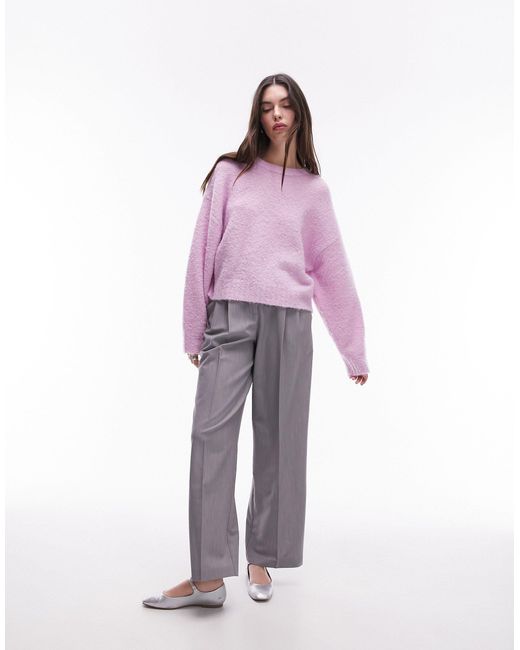TOPSHOP Purple Knitted Boxy Boucle Jumper