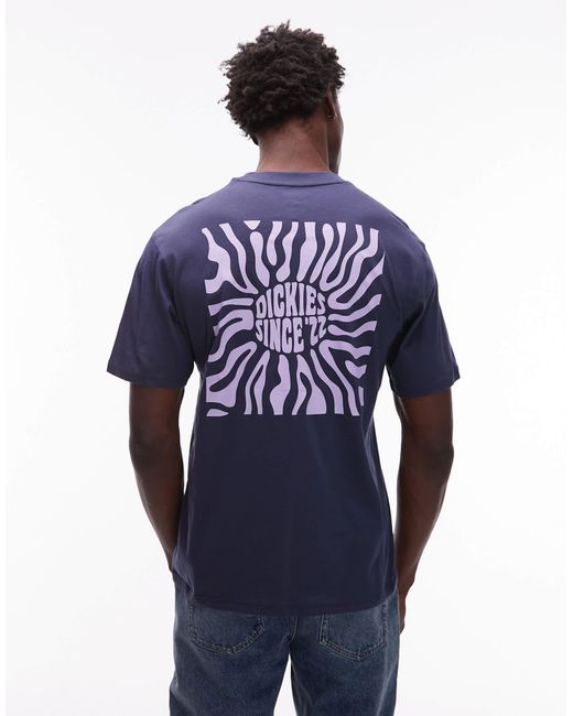 Dickies Blue South Bloomfield Abstract Graphic Backprint T-shirt for men