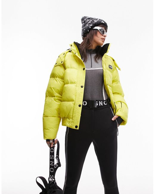 TOPSHOP Sno Ski Hooded Puffer Jacket in Metallic | Lyst