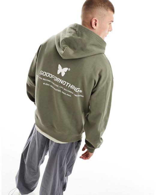 Good For Nothing Green Hoodie With Puff Print for men