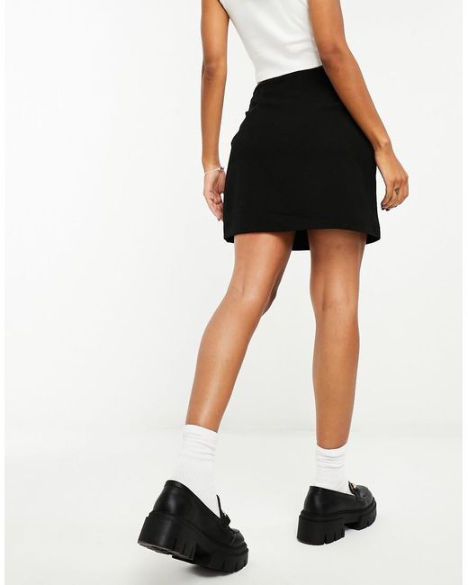 Object Black Tailored Mini Skirt With Notch Front
