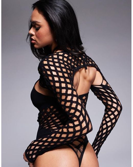 Ann Summers Black Ashton Fishnet Detail Body