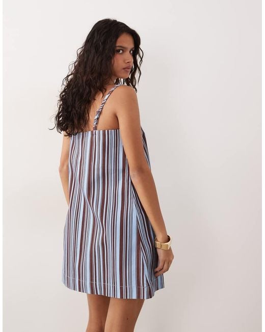 ASOS Purple Denim Cami Mini Dress With Button Detail