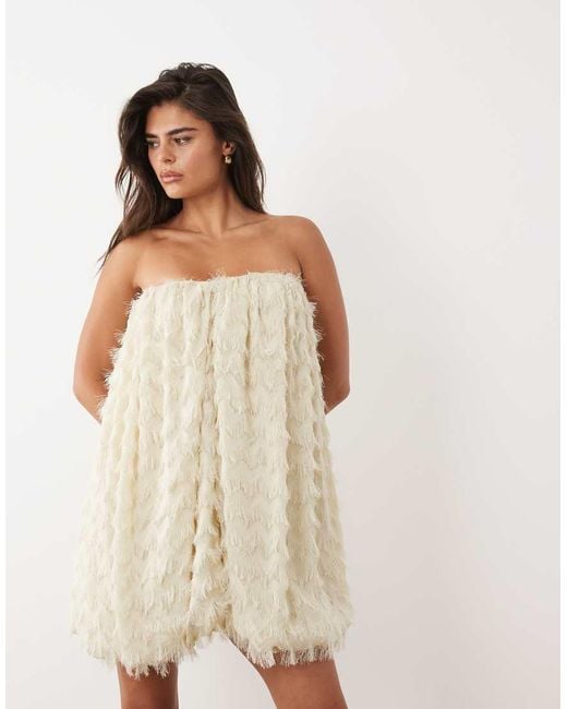 ASOS Natural Wave Textured Bubble Sweetheart Neck Mini Dress