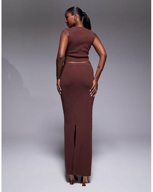 JLUXLABEL Purple Cassidy Knitted Crop Top And Maxi Skirt Set