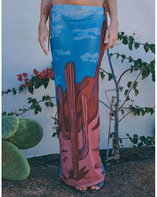 South Beach Blue X Liv Silverman Desert Print Maxi Skirt