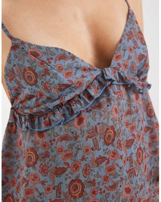 Motel White Melinda Chiffon Frill Loose Cami Top