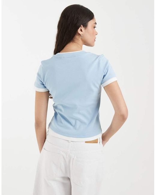 Vero Moda Blue Double Layer Binding Detail T-shirt