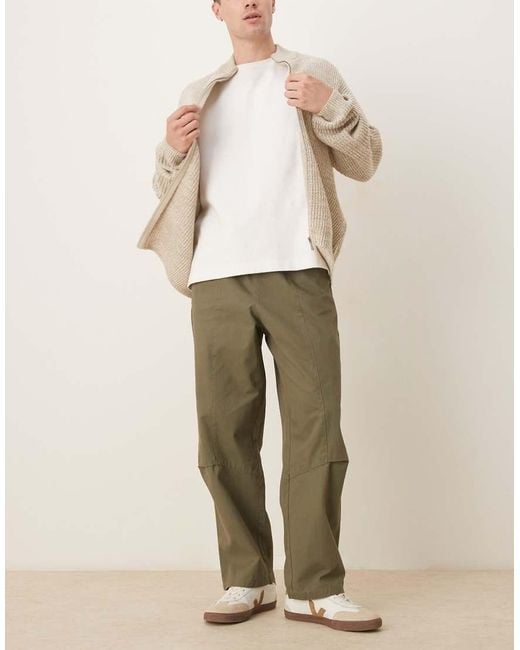ASOS Natural Relaxed Tapered Pull On Pants for men