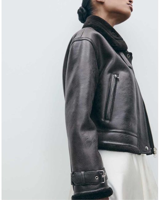 Stradivarius Gray Double-faced Short Jacket