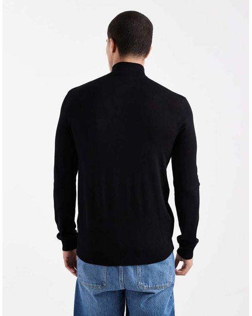 Only & Sons Black 1/4 Zip Jumper for men