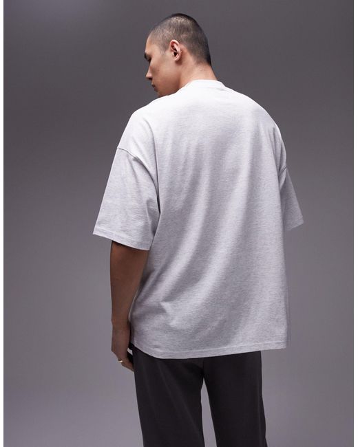 T-shirt ultra-oversize - polaire chiné Topman pour homme en coloris Gray