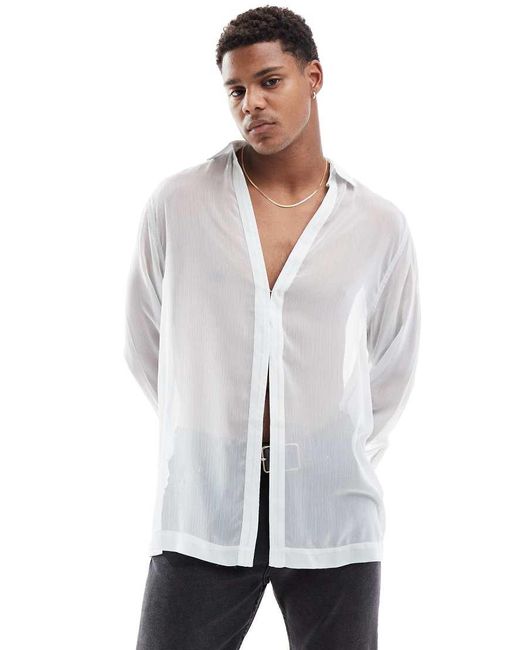 ASOS White Relaxed Sheer Shirt for men