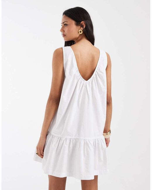 ASOS White Lace Trim V Neck Mini Dress