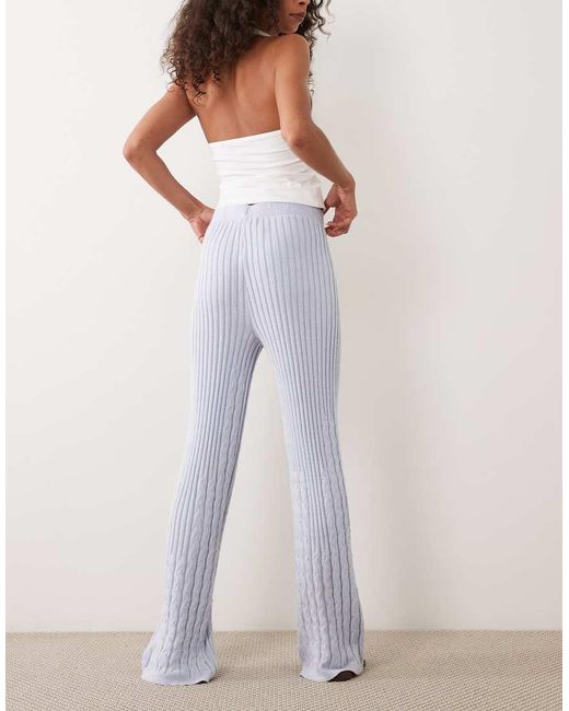 River Island Blue Knitted Wide Leg Cable Knitted Trouser Co-Ord