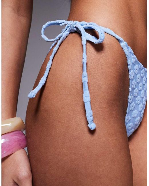The Frolic Gray Exclusive Flower Towelling Tie Side Bikini Bottom Co-Ord