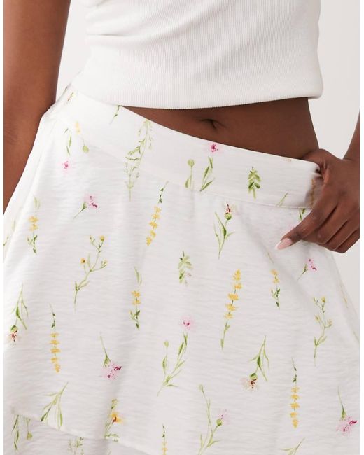 Vila White Tiered Flippy Mini Skirt