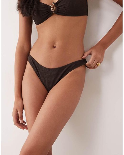 Mango Brown Crinkle Effect Bikini Bottom
