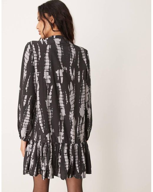 Jdy Black Graphic Print Smock Mini Dress