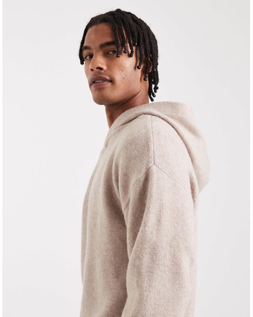 Jack & Jones Natural Fluffy Knitted Hoodie for men