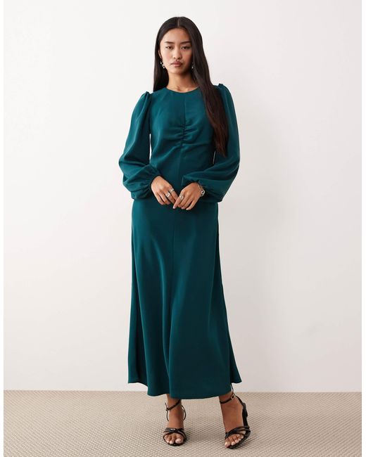 Nobody's Child Blair Ruched Front Midaxi Dress in Blue | Lyst