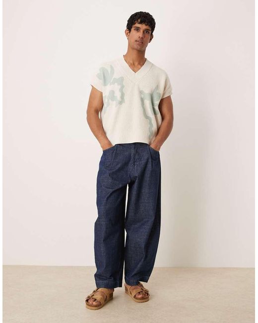 Canotta Oversize Squadrata Bianca Con Stampa di ASOS in White da Uomo