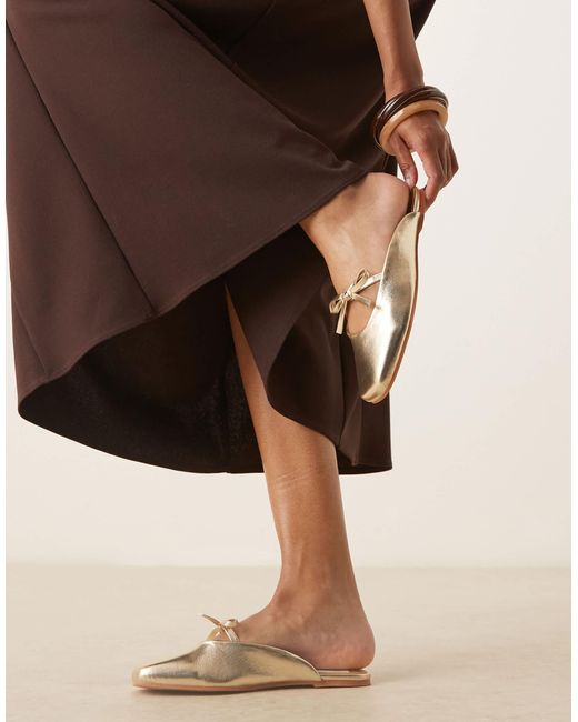 ASOS Brown Lilo Bow Mule Ballets