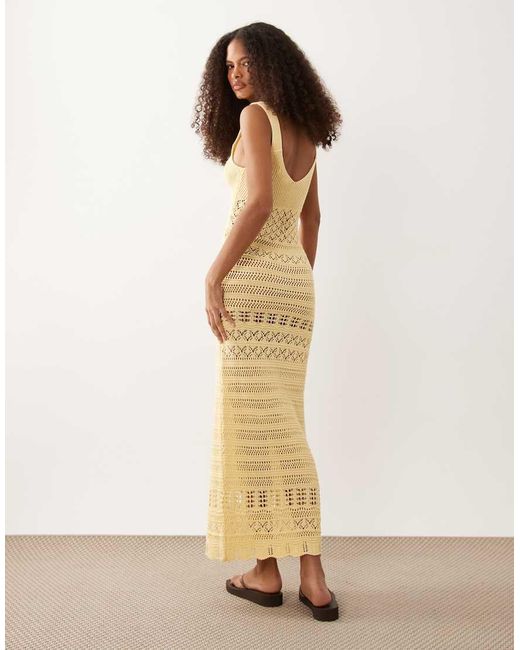 Miss Selfridge Brown Crochet Maxi Dress