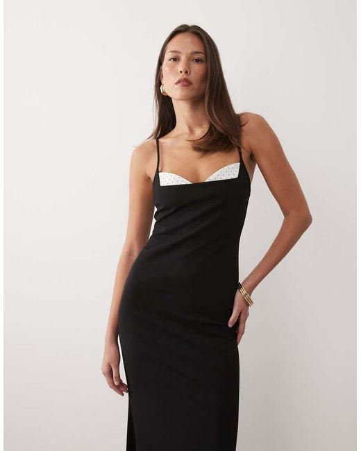 ASOS Multicolor Maxi Dress With Skinny Straps And Bust Detail