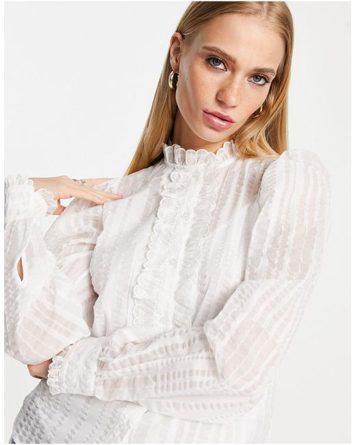 & Other Stories High Neck Frill Blouse in Natural | Lyst Canada