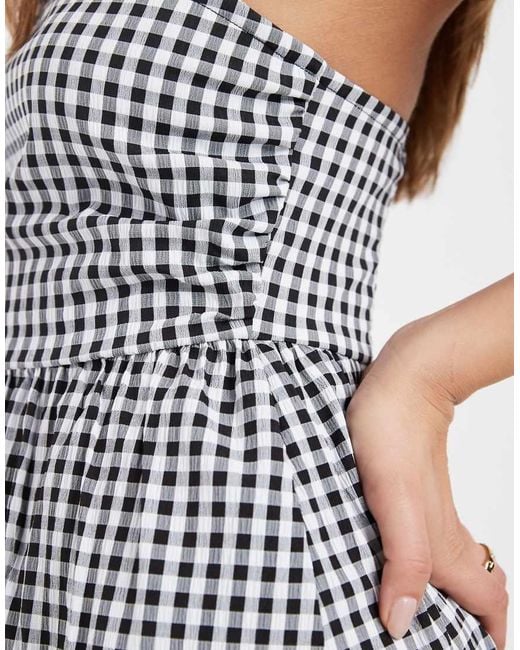 Vero Moda Gray Bandeau Full Skirted Midi Dress