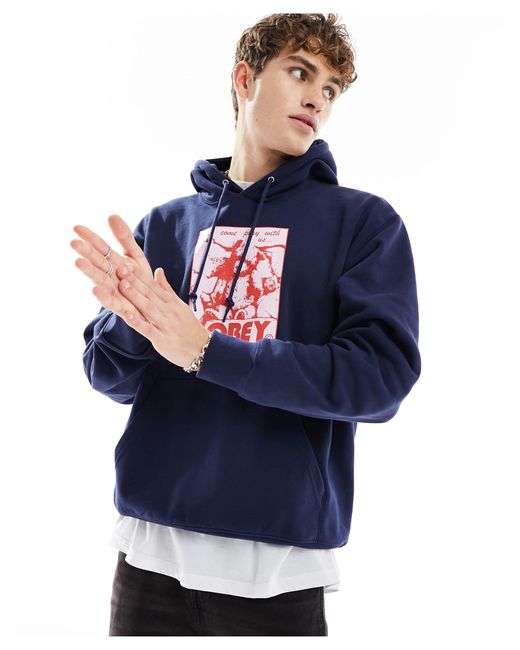 Obey Blue Come Play With Us Hoodie for men