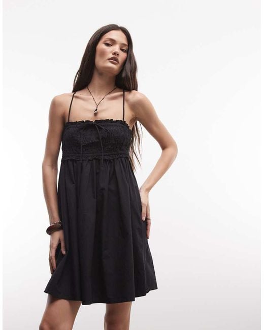 Collusion Black Smock Tie Detail Mini Dress