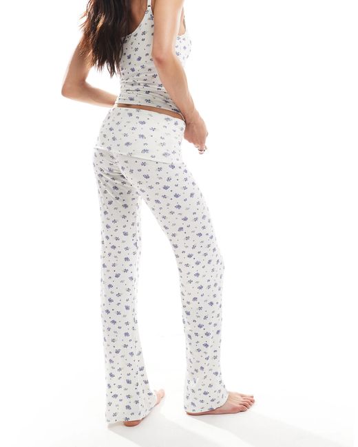 Cotton On White Cotton On Sleep Recovery Roll-waist Lounge Trousers Co-ord