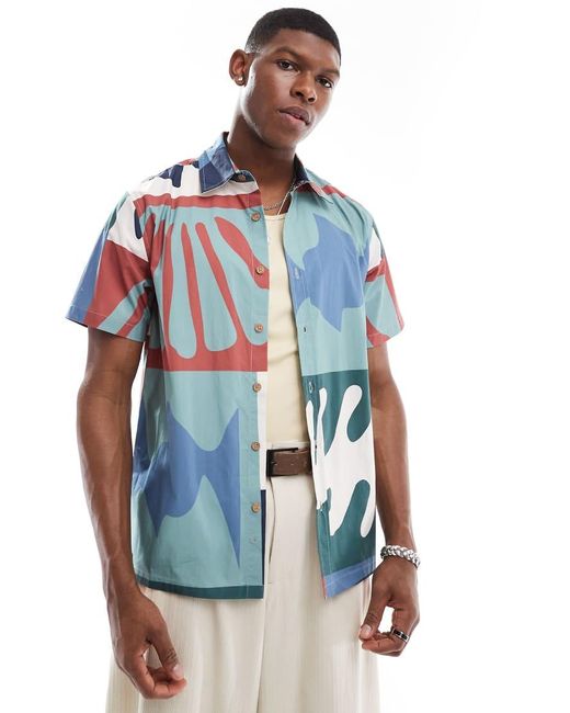 Parlez Blue Windfall Short Sleeve Printed Shirt for men