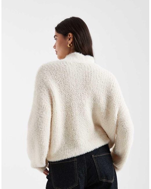 Miss Selfridge White Knitted Cardigan With Pussy Bow Detail