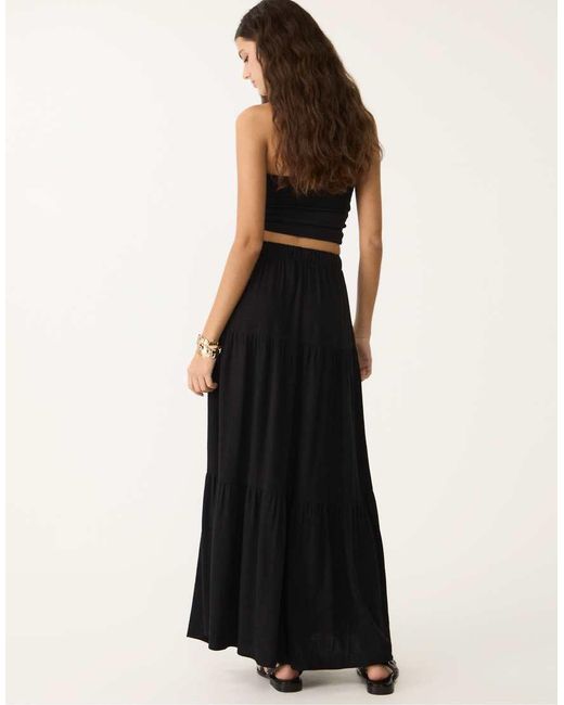 Stradivarius White Boho Midi Skirt