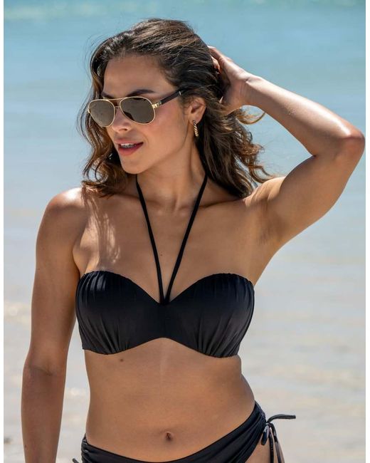 Pour Moi Black Santa Cruz Strapless Lightly Padded Underwired Bikini Top