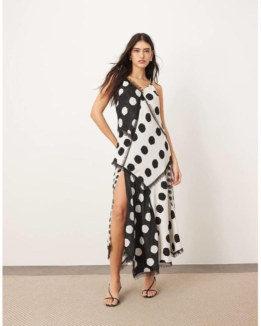 ARRANGE Natural Contrast Fabric Cami Maxi Dress With Hanky Hem
